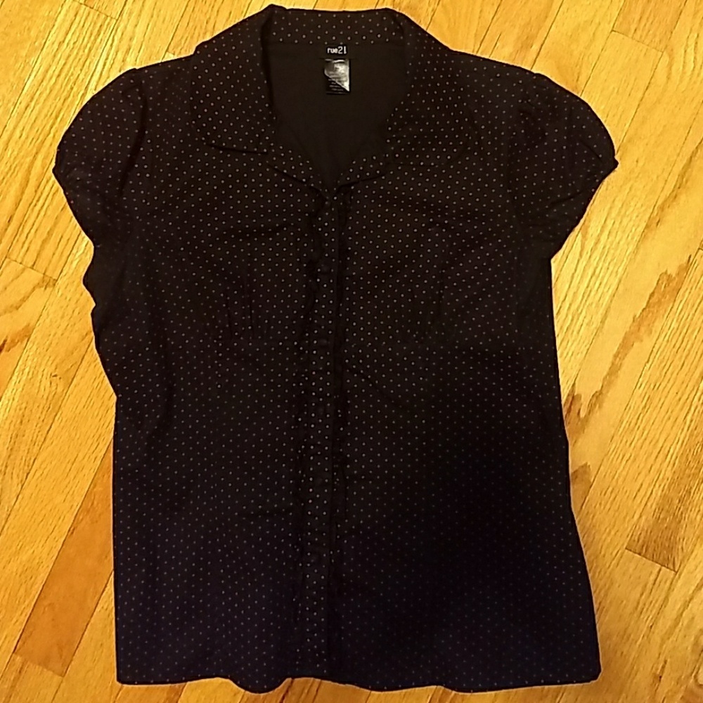 Black with Purple Polka Dots Top